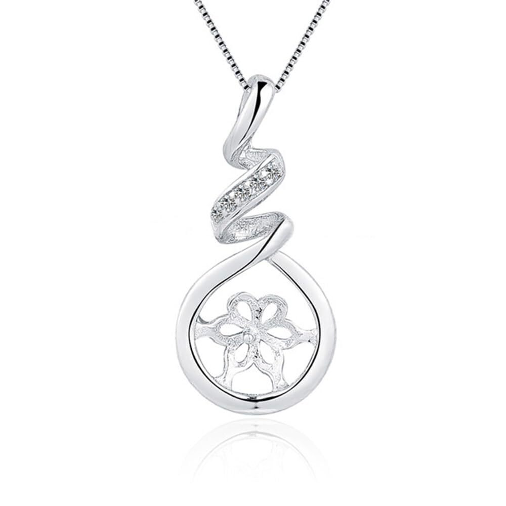 3091 Twisted CZ Waterdrop Bail Pendants for Pearl Jewelry Making Sterling